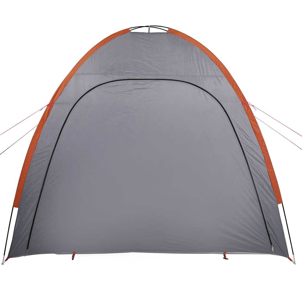 Detail van de grijs-oranje vidaXL opbergtent met een waterdichte voorkant.