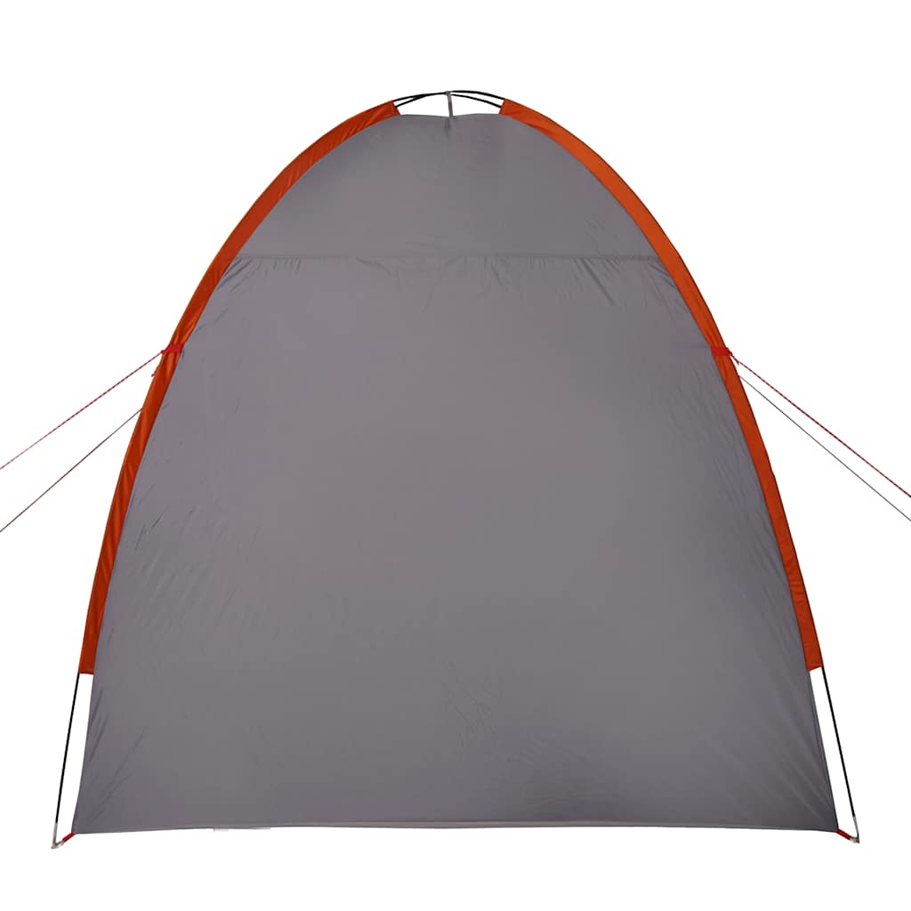 Detail van de grijs-oranje vidaXL opbergtent met een waterdichte buitenkant.
