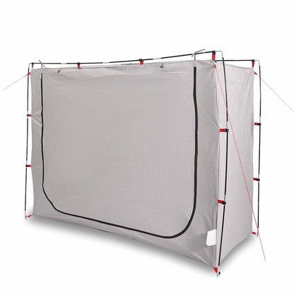 Zijaanzicht van de vidaXL waterdichte opbergtent in grijs met opzetstokken.