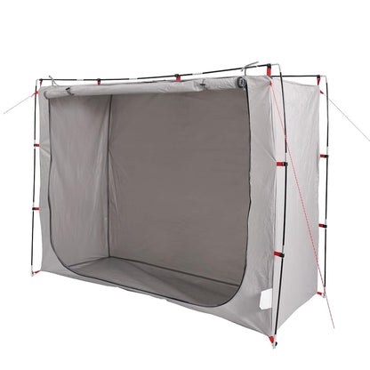Zijaanzicht van de vidaXL waterdichte opbergtent in grijs, met open ingang.
