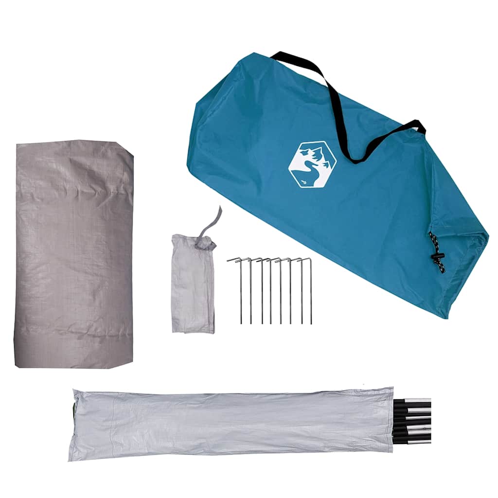 Detail van de vidaXL opbergtent met accessoires, waaronder stokken en haringen.