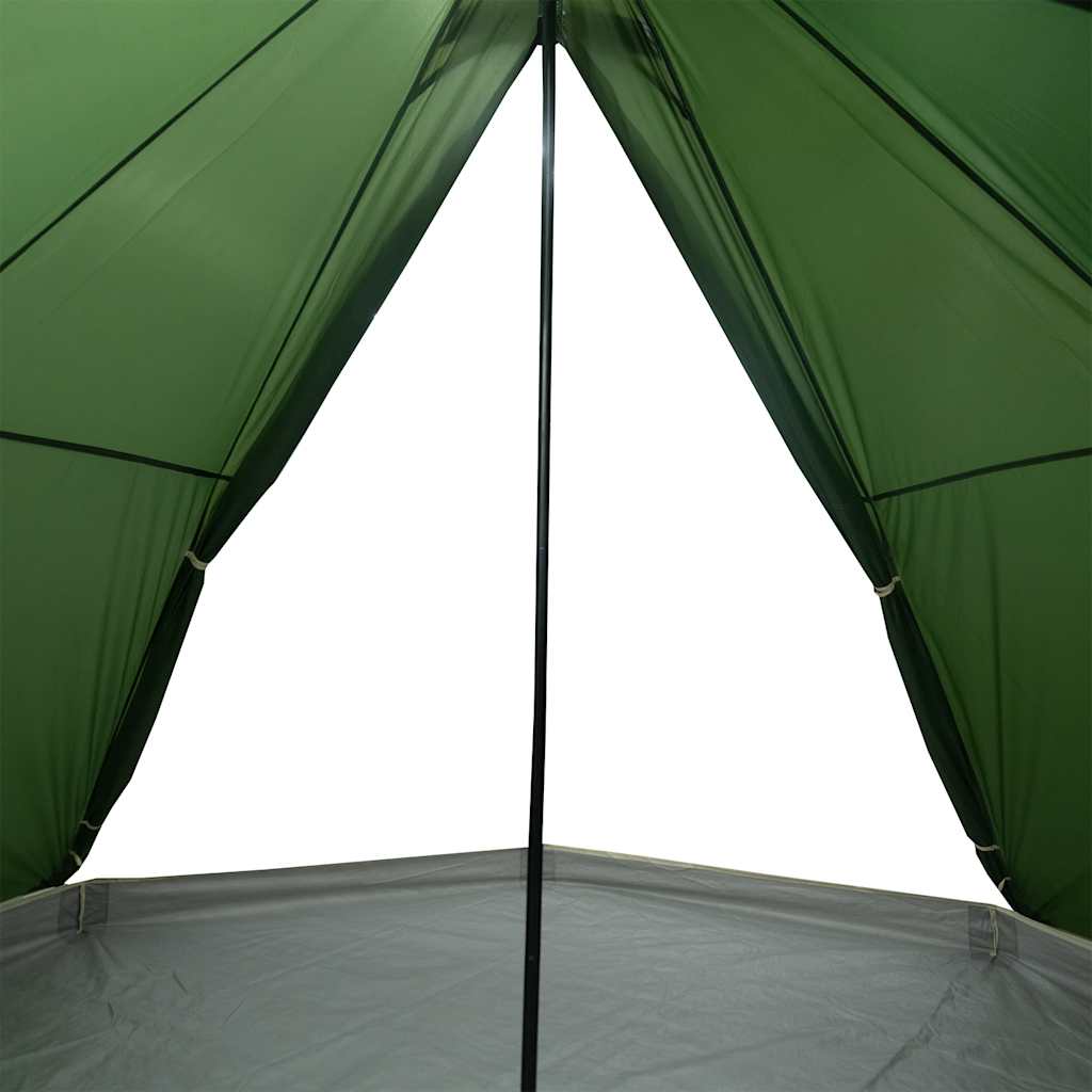 Detail van de binnenkant van de vidaXL Tipitent, met groene wanden en centrale steun.