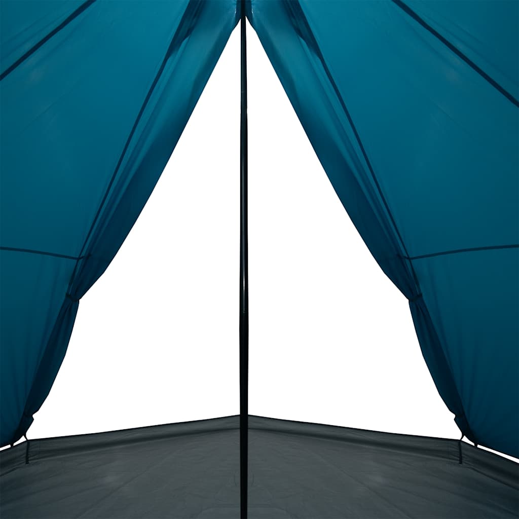 Detail van de vidaXL tipitent met waterdichte blauwe stof en centrale steunpaal.