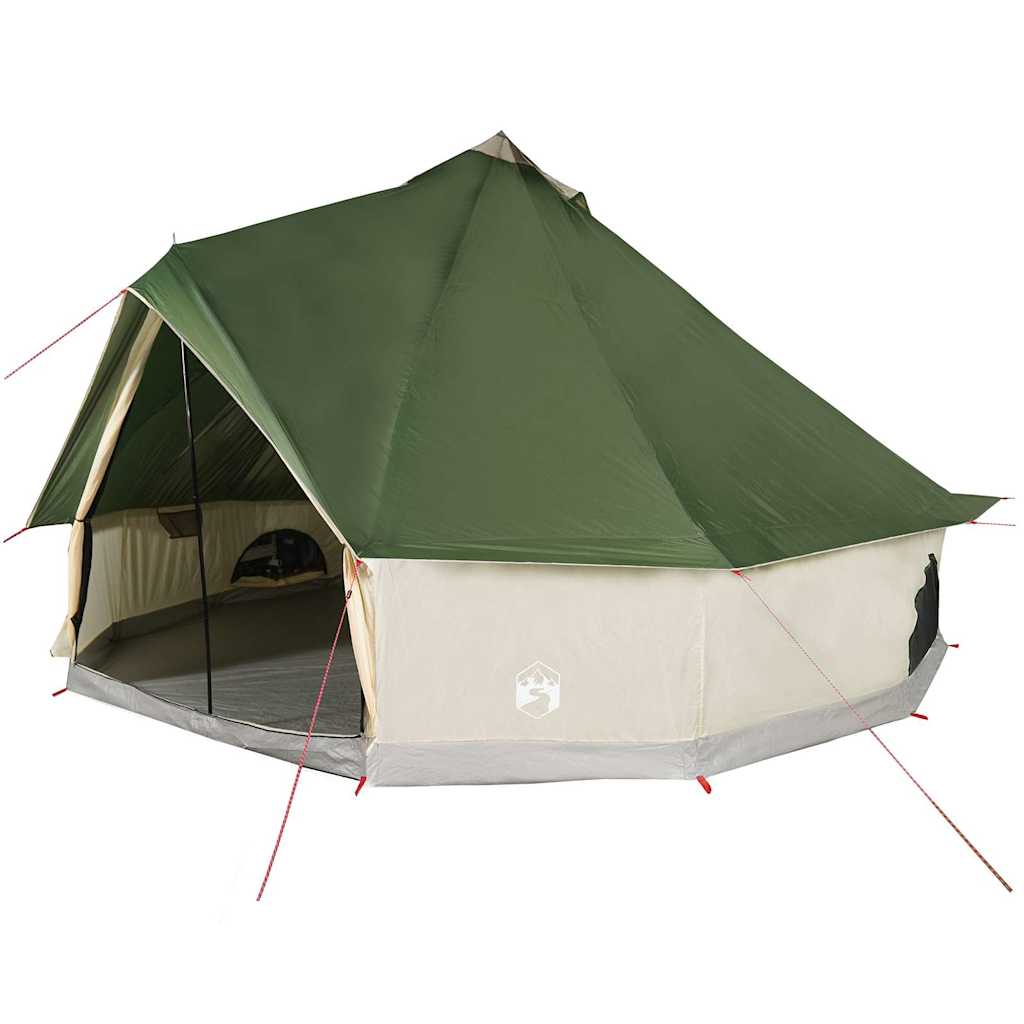 Zijaanzicht van de vidaXL tipitent in groen met waterdichte bekleding en ventilatieopeningen.