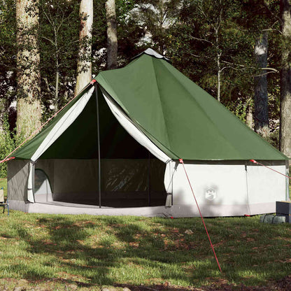 Groene vidaXL tipitent voor 12 personen, waterdicht met ruime ingang en ventilatie.