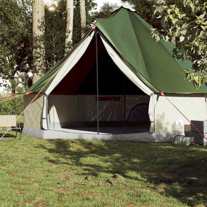 Detail van de vidaXL Tipitent in groen, met open ingang en zicht op de binnenruimte.