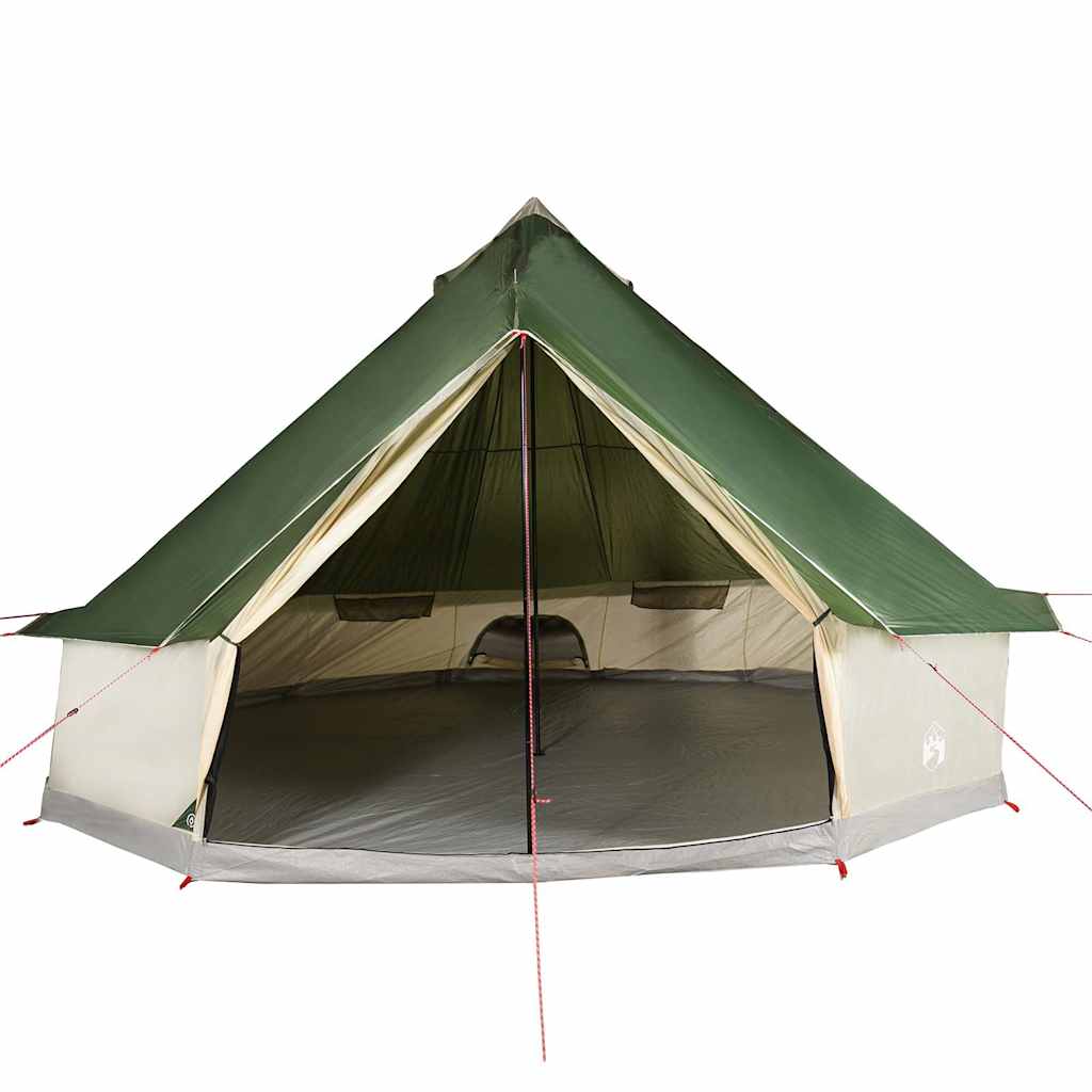 Detail van de vidaXL Tipitent in groen met open ingang en ventilatie.