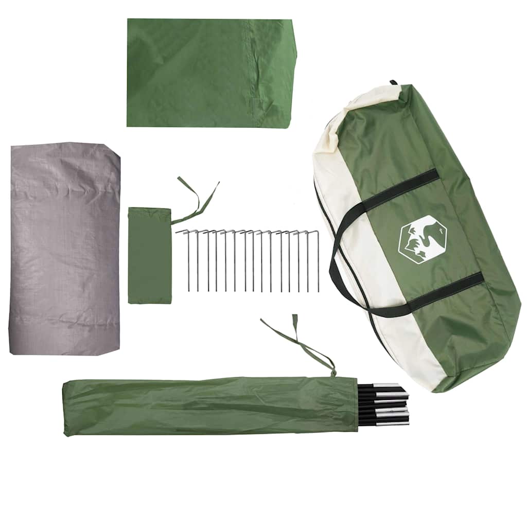 Detail van de accessoires van de vidaXL 3-persoons tunneltent, inclusief stokken en haringen.