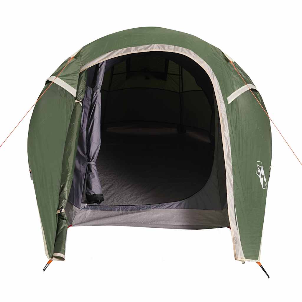 Detail van de groene vidaXL tunneltent met open ingang en binnenruimte zichtbaar.