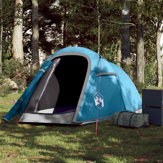 Blauwe vidaXL tunneltent voor twee personen, waterdicht en eenvoudig op te zetten.