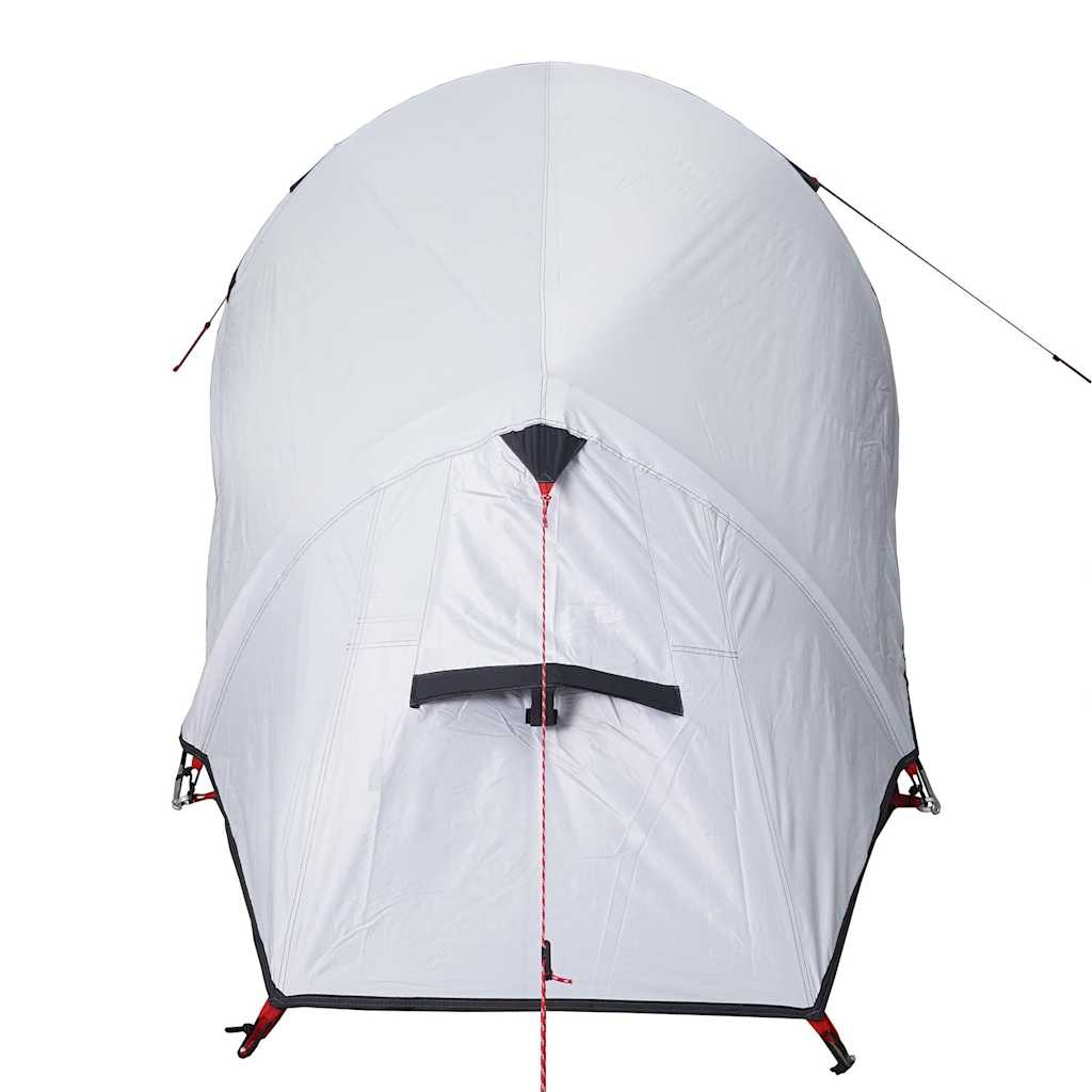 Achteraanzicht van de vidaXL 2-persoons tunneltent in waterdicht wit met ventilatierooster.