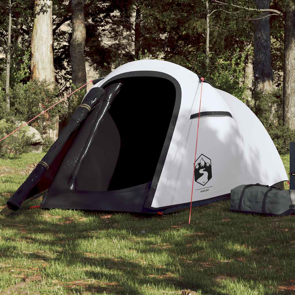 Tunneltent vidaXL voor 2 personen in wit, waterdicht en verduisterend ontwerp.