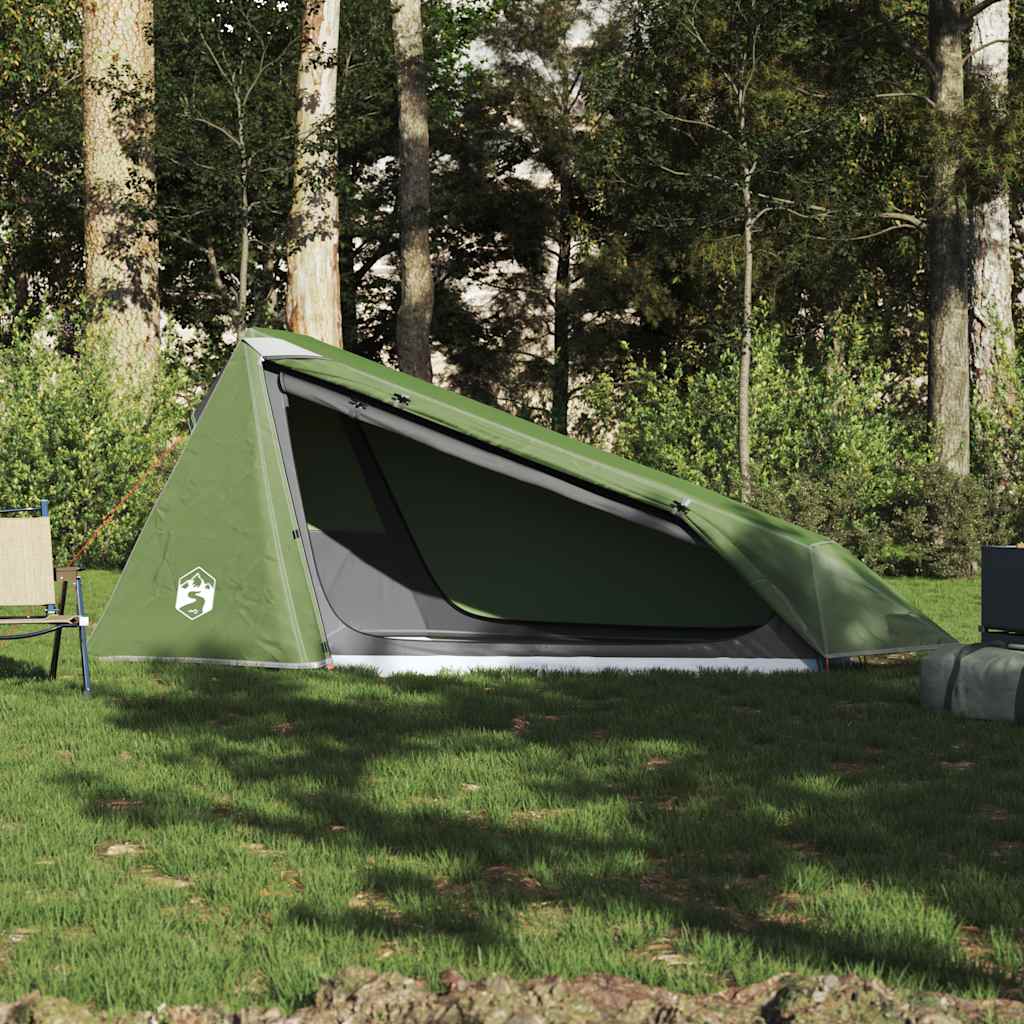 Detail van de groene vidaXL tunneltent met open ingang, ideaal voor ventilatie.
