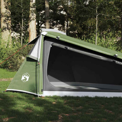 Tunneltent vidaXL 2-persoons in groen, zijaanzicht met open ingang en ventilatie.