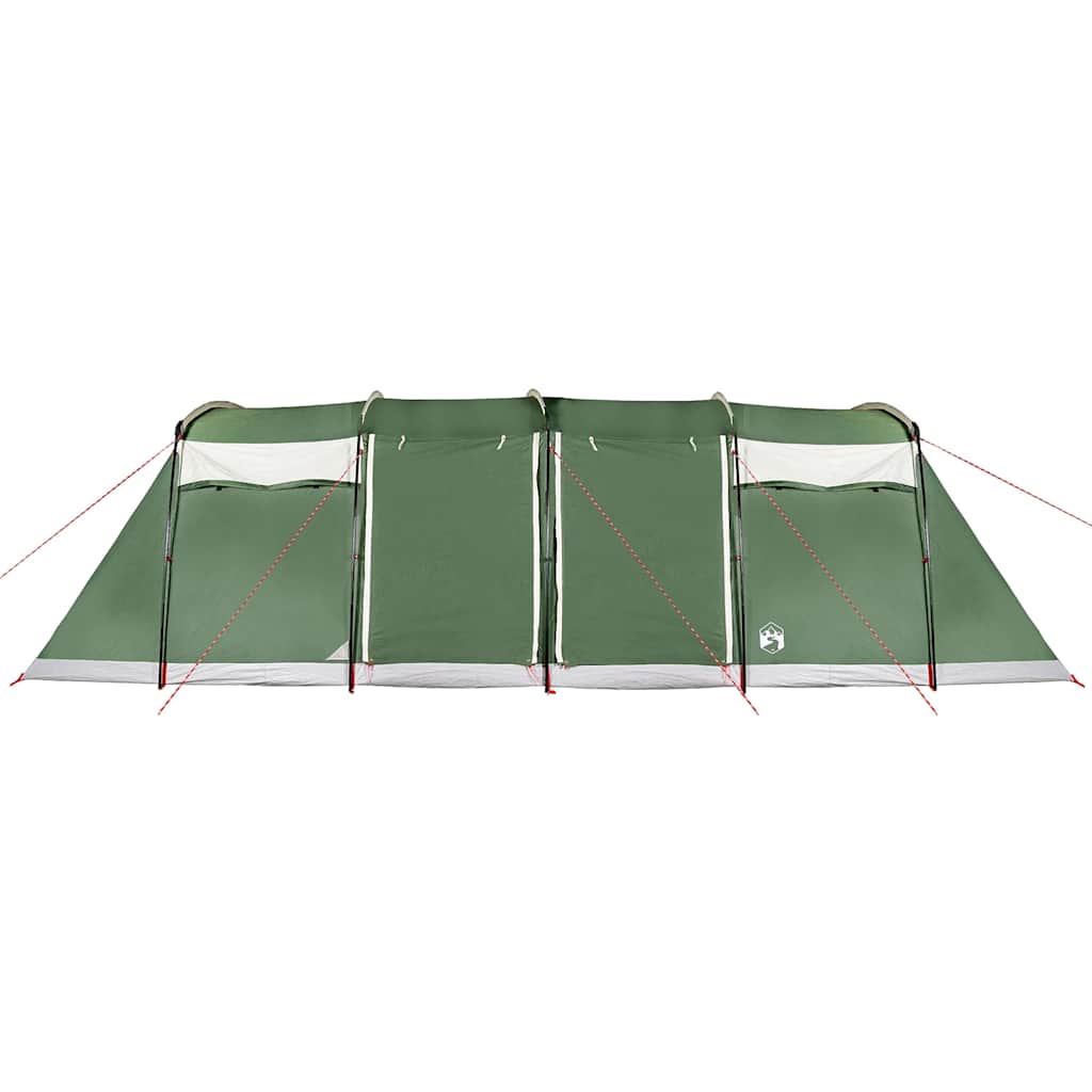 Detail van de groene vidaXL tunneltent met drie ingangen en waterdicht ontwerp.