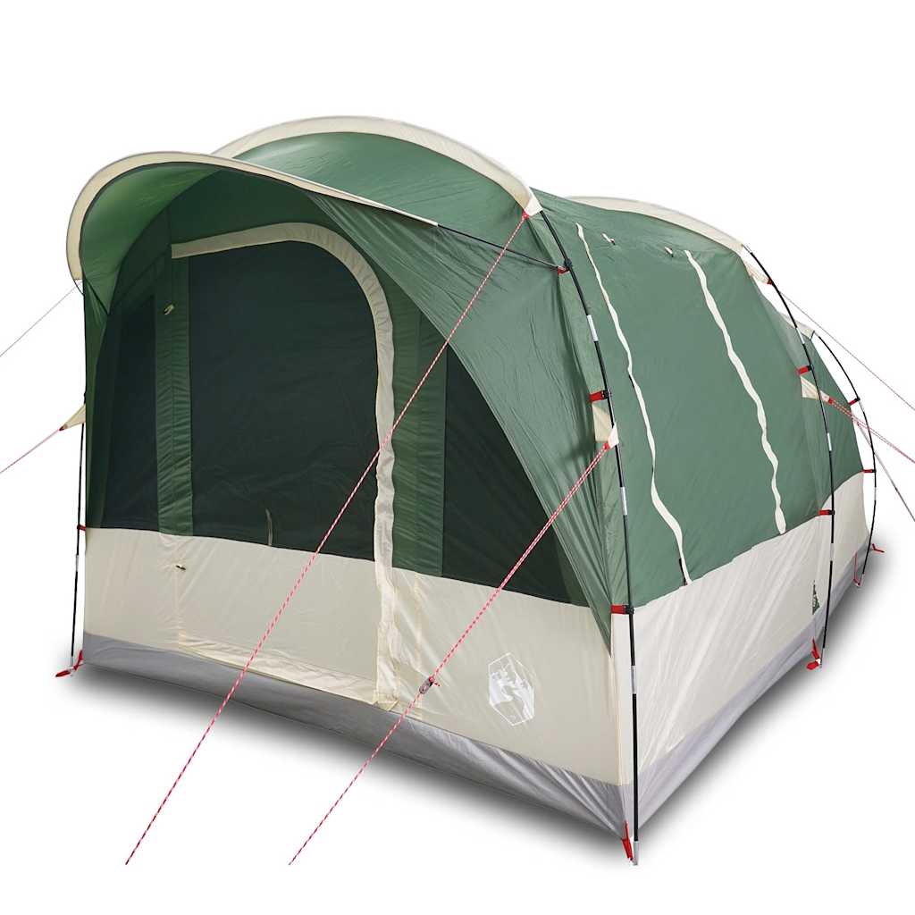 Detail van de groene vidaXL tunneltent met waterdichte ingang en ventilatie.