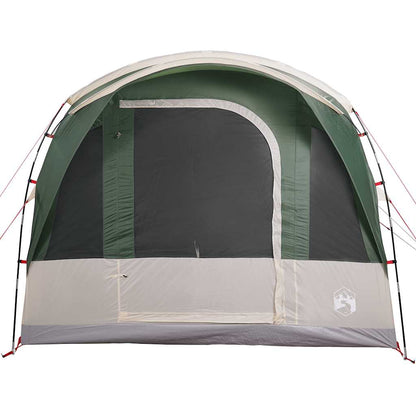 Detail van de groene vidaXL tunneltent met waterdichte ingang en ventilatierooster.