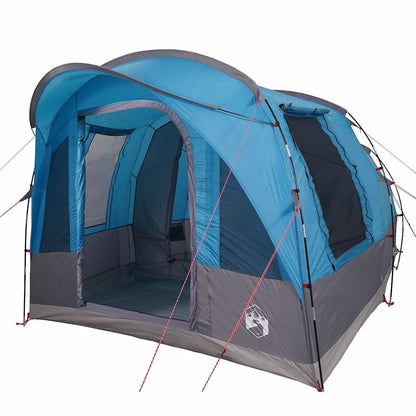 Detail van de vidaXL Tunneltent in blauw, met open ingang en ventilatieroosters.