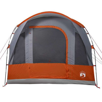 Detail van de vidaXL tunneltent met grijze en oranje kleur, zijaanzicht met gaaswanden.