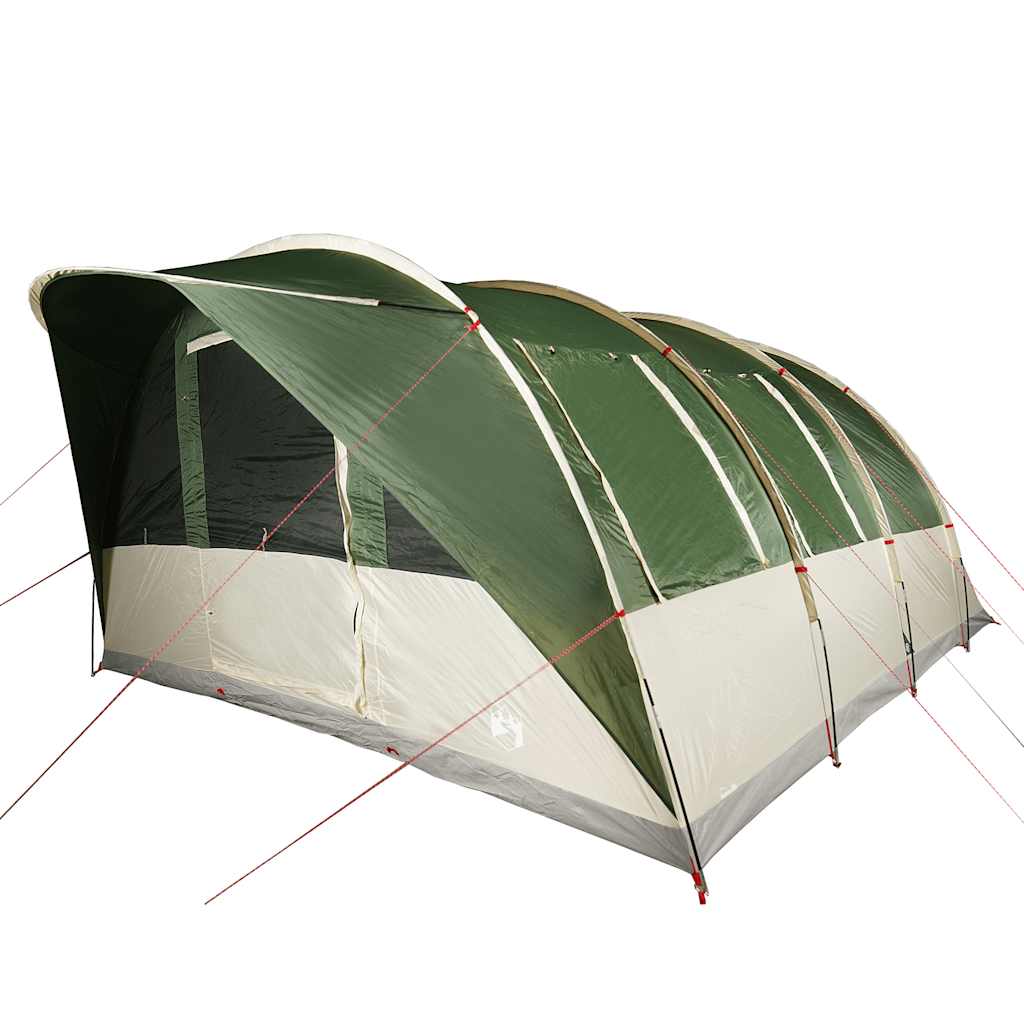 Detail van de vidaXL tunneltent in groen, met een zijaanzicht van de ventilatiewanden.