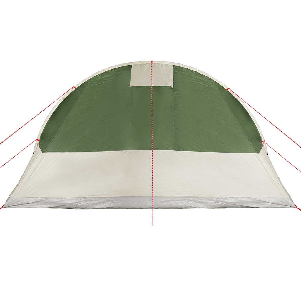 Detail van de groene vidaXL tunneltent met waterdichte bovenkant en ventilatierooster.