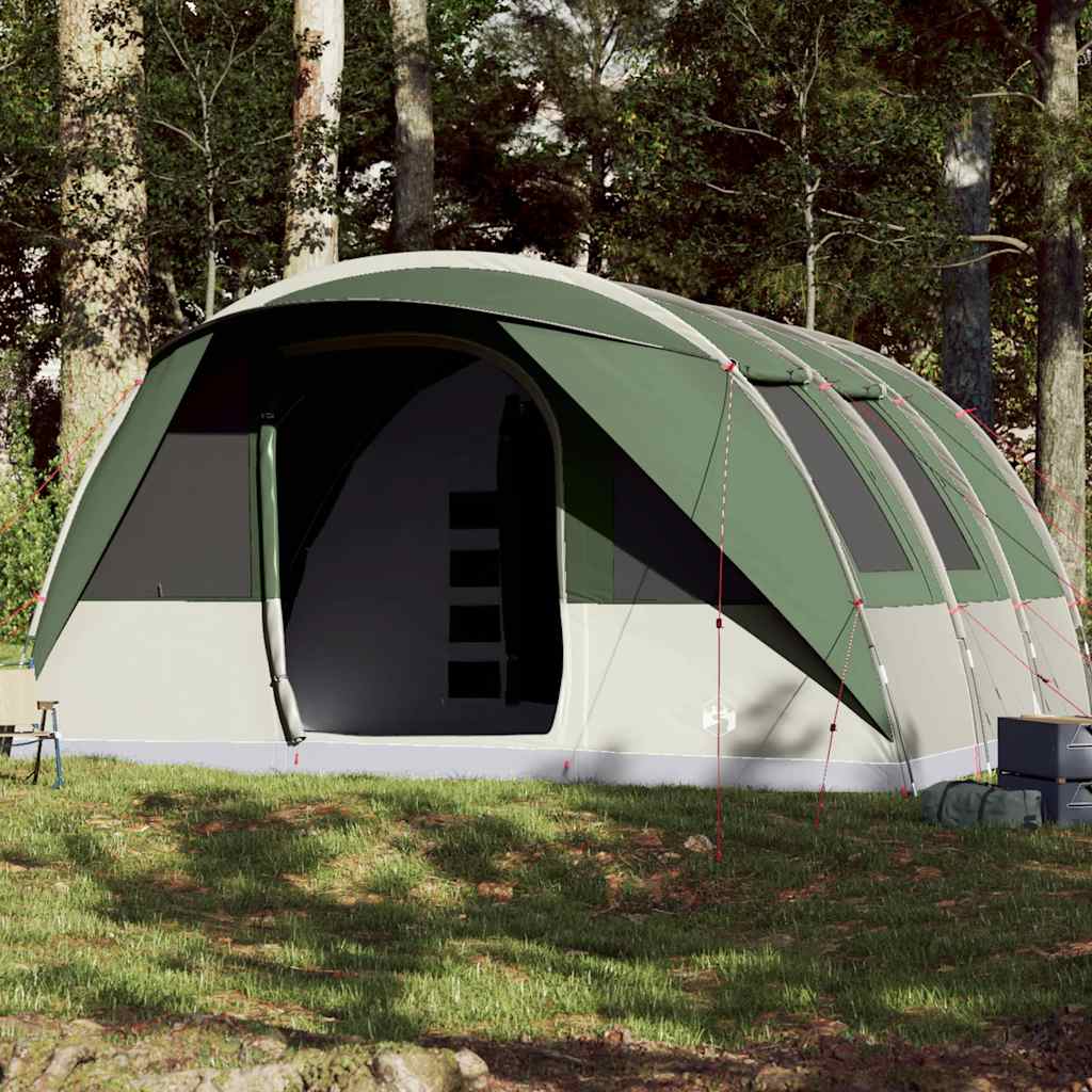 vidaXL Tunneltent 7-persoons in groen, waterdicht met ruime ingang en ventilatie.