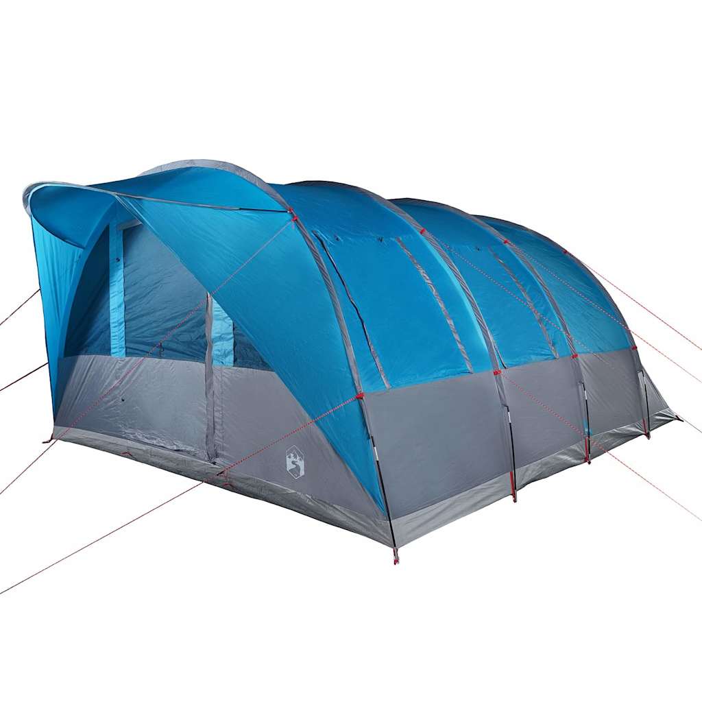 Detail van de vidaXL tunneltent in blauw, met een zijaanzicht van het ruime interieur.
