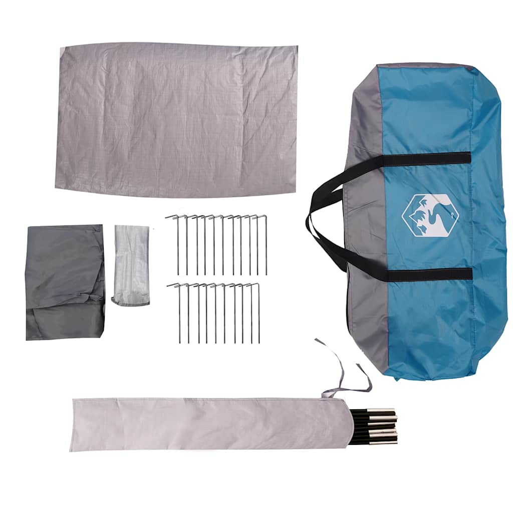 Detail van de accessoires van de vidaXL 7-persoons tunneltent, inclusief stokken en haringen.