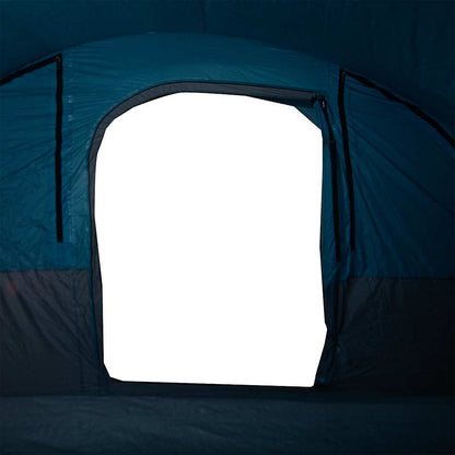 Detail van de ingang van de vidaXL tunneltent in blauw, met een ruime opening.