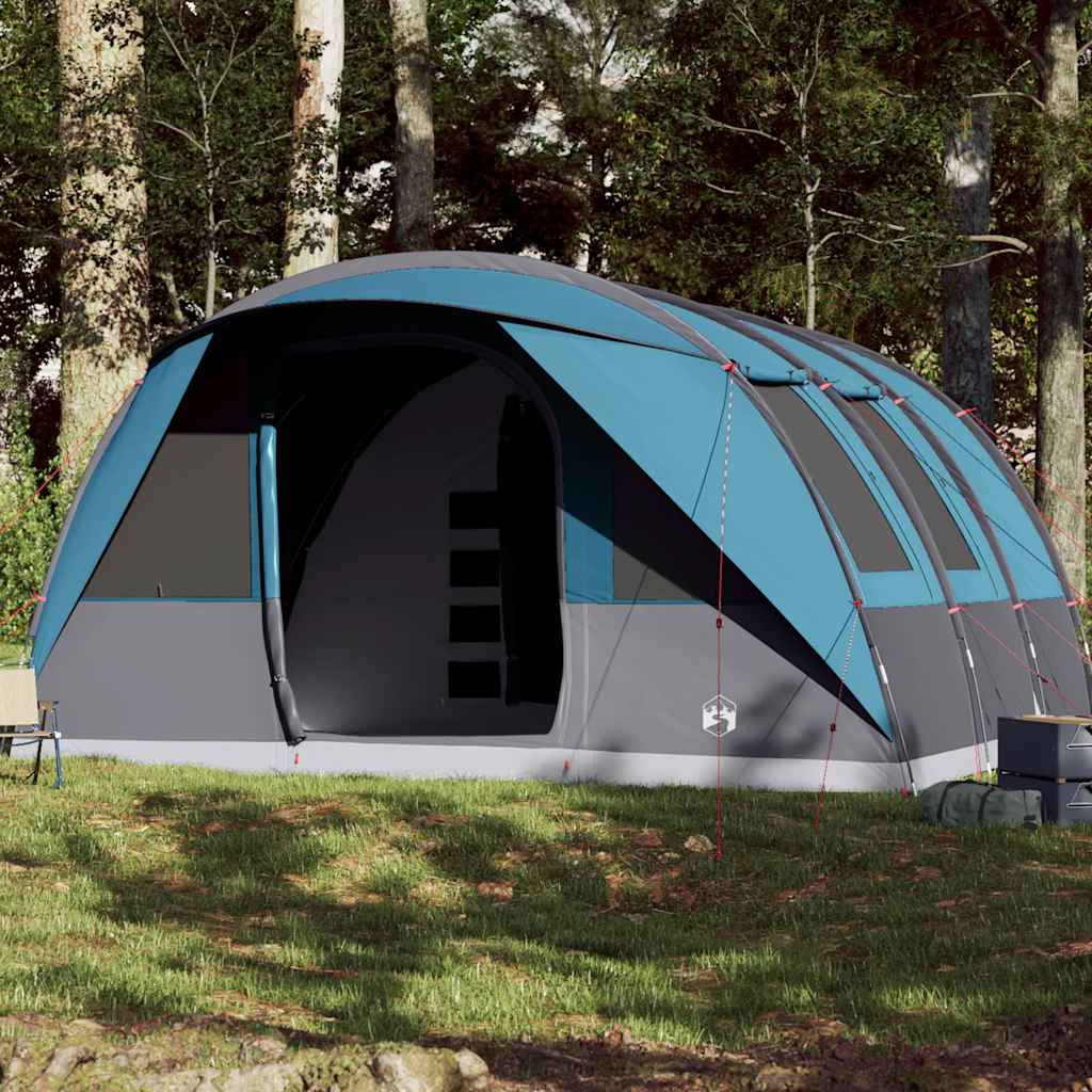 Blauwe vidaXL tunneltent voor 7 personen met waterdicht ontwerp en ruime ingang.