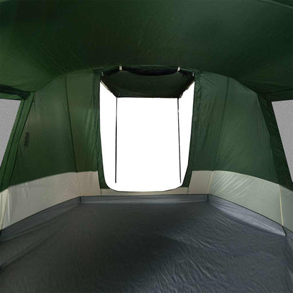 Interieur van de vidaXL 4-persoons tunneltent met groene wanden en ventilatierooster.
