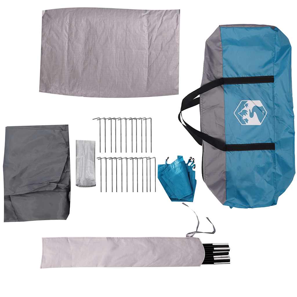 Detail van de accessoires van de vidaXL 4-persoons tunneltent, inclusief stokken en haringen.