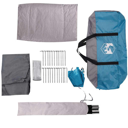 Detail van de accessoires van de vidaXL 4-persoons tunneltent, inclusief stokken en haringen.