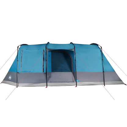Zijaanzicht van de vidaXL 4-persoons tunneltent in waterdicht blauw met ingang.