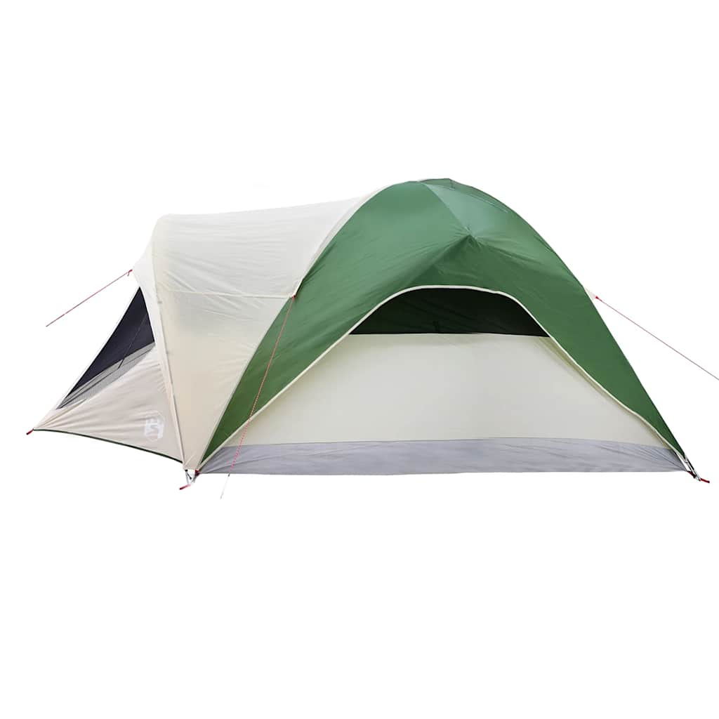 Detail van de vidaXL 6-persoons tent in groen met waterdichte bovenkant en ventilatieopening.