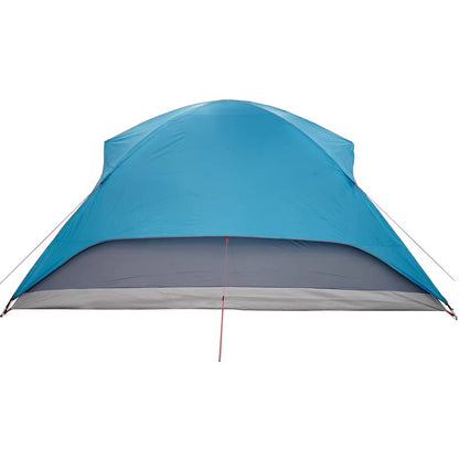 Zijaanzicht van de vidaXL 6-persoons tent in waterdicht blauw, met stevige ritsen.
