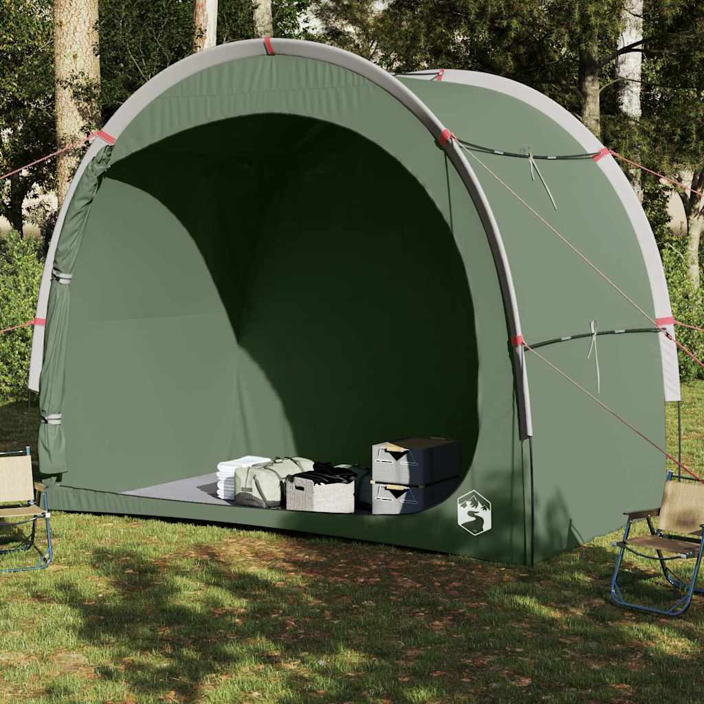Detail van de vidaXL opbergtent in groen, met ruime opbergcapaciteit en open zijaanzicht.