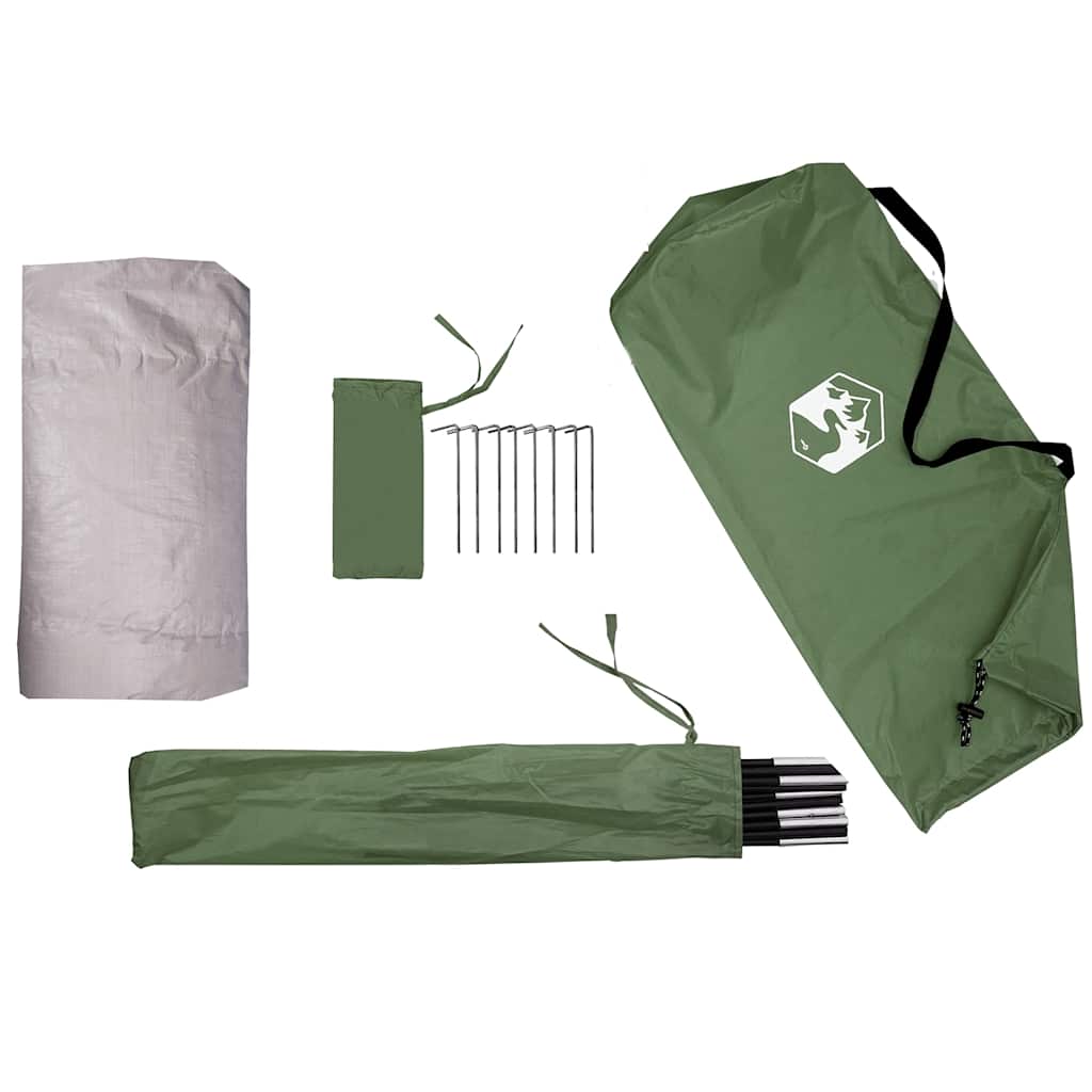 Detail van de vidaXL opbergtent in groen, inclusief stokken en bevestigingsmaterialen.