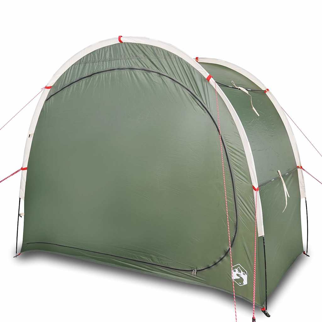 Detail van de groene vidaXL opbergtent met stevige constructie en waterdichte afwerking.
