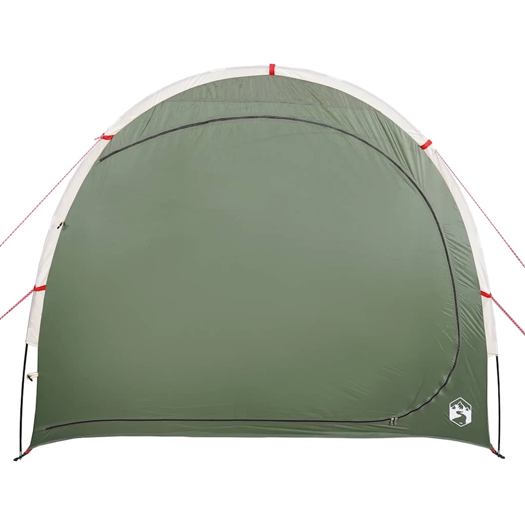 Detail van de groene vidaXL opbergtent met waterdichte coating en zijaanzicht.