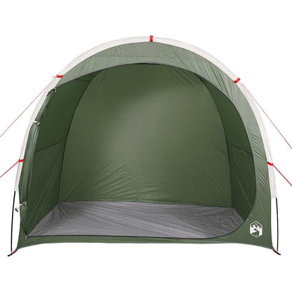 Zijaanzicht van de vidaXL waterdichte opbergtent in groen met ruime binnenruimte.