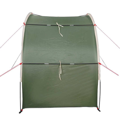 Detail van de groene vidaXL opbergtent met stevige polyester PU-coating en bevestigingslijnen.