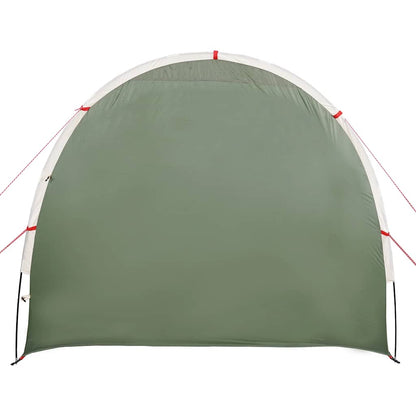 Achteraanzicht van de vidaXL waterdichte opbergtent in groen, met stevige constructie.