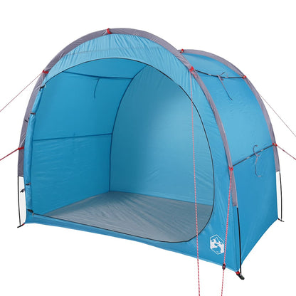 Zijaanzicht van de vidaXL waterdichte opbergtent in blauw, met open ingang.