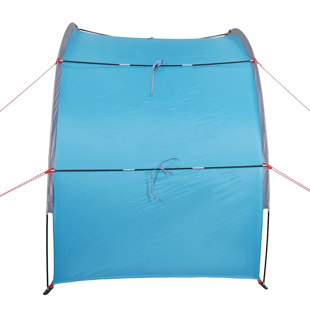 Detail van de blauwe vidaXL opbergtent met waterdichte stof en bevestigingslijnen.