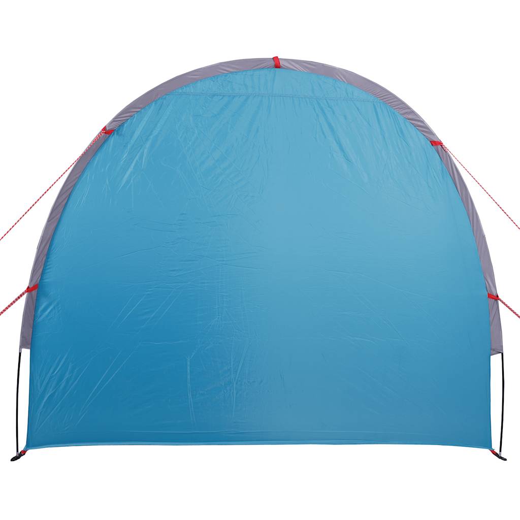 Detail van de blauwe vidaXL opbergtent met waterdichte achterzijde en bevestigingslijnen.