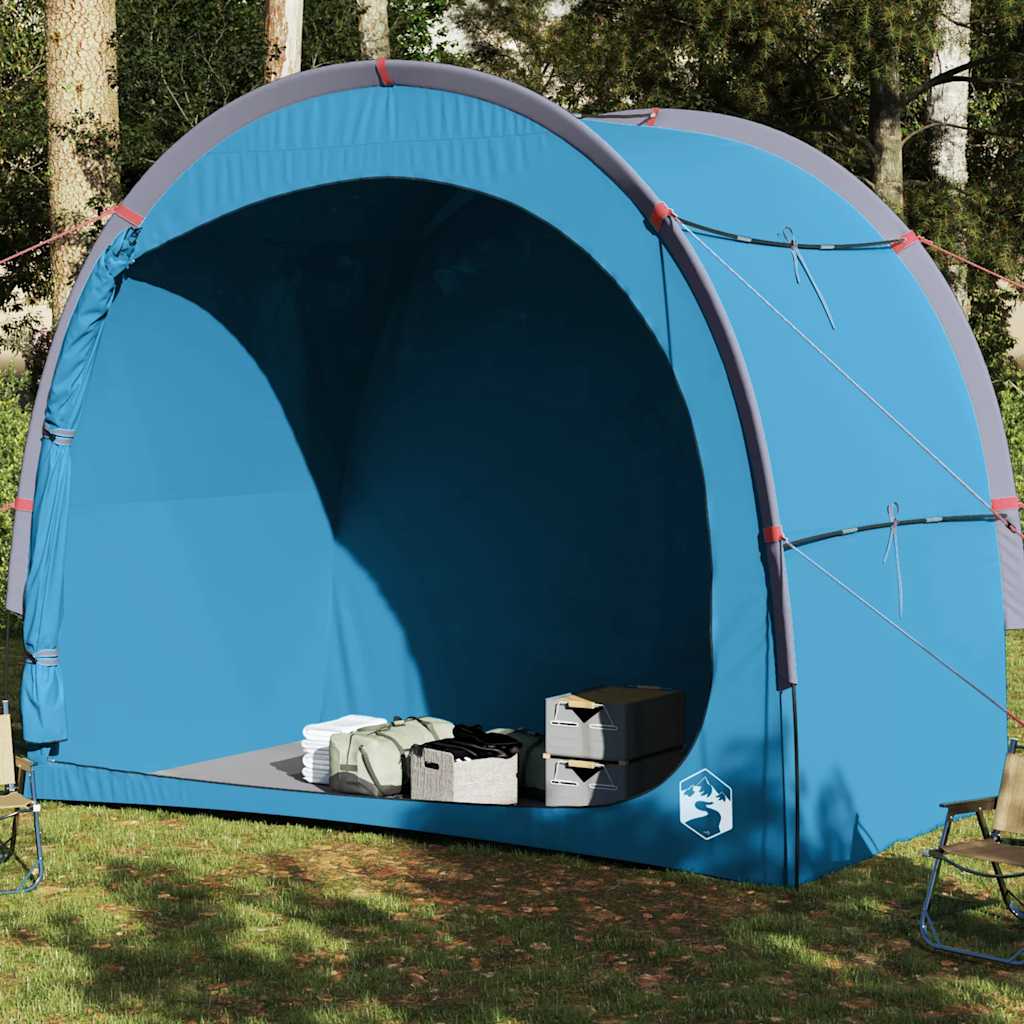 Blauwe vidaXL opbergtent met open voorkant, ideaal voor het opbergen van kampeerspullen.