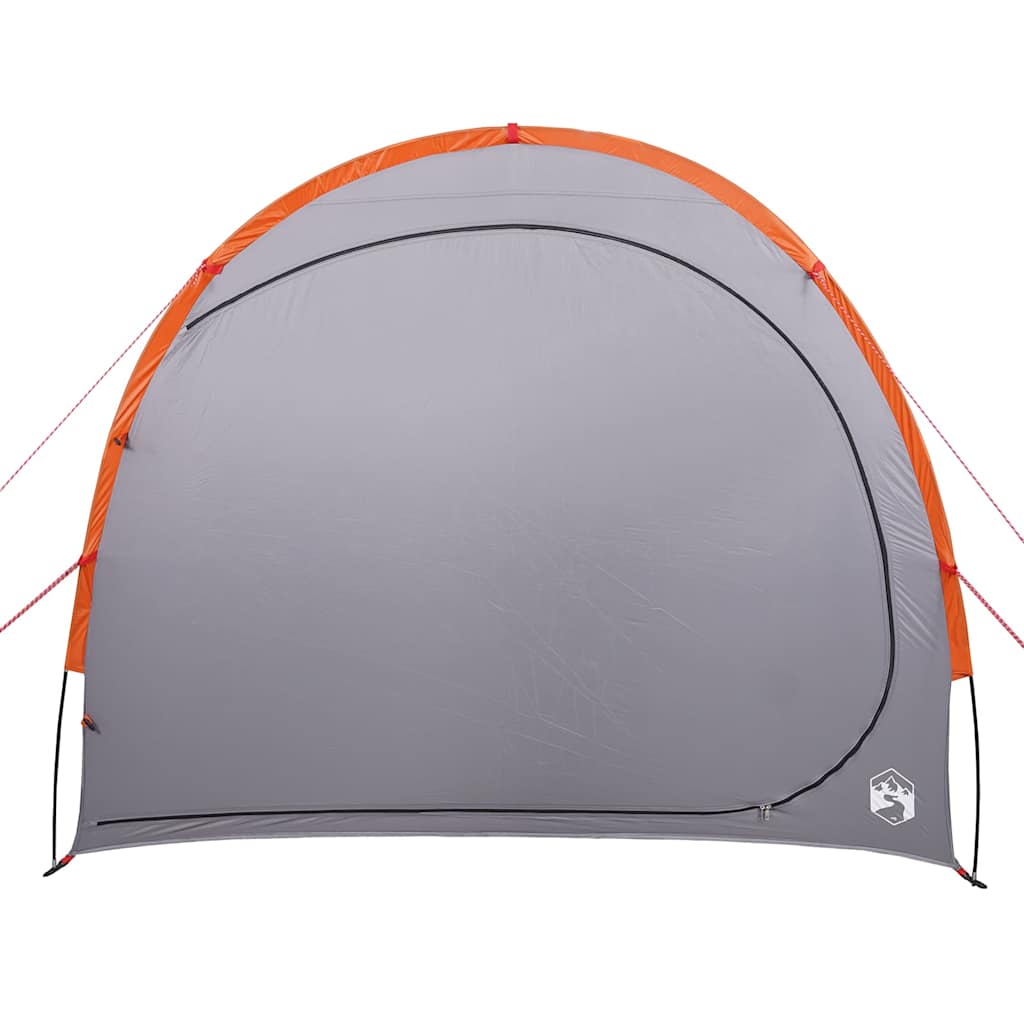 Detail van de grijze vidaXL opbergtent met oranje randen, zijaanzicht.