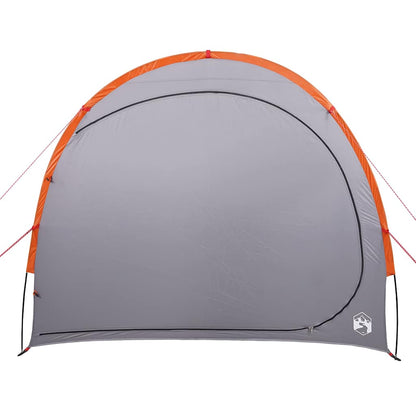 Detail van de grijze vidaXL opbergtent met oranje randen, zijaanzicht.