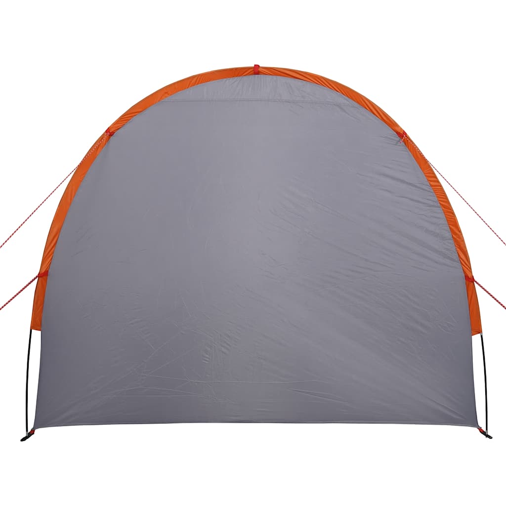 Detail van de grijze vidaXL opbergtent met oranje rand, zijaanzicht.